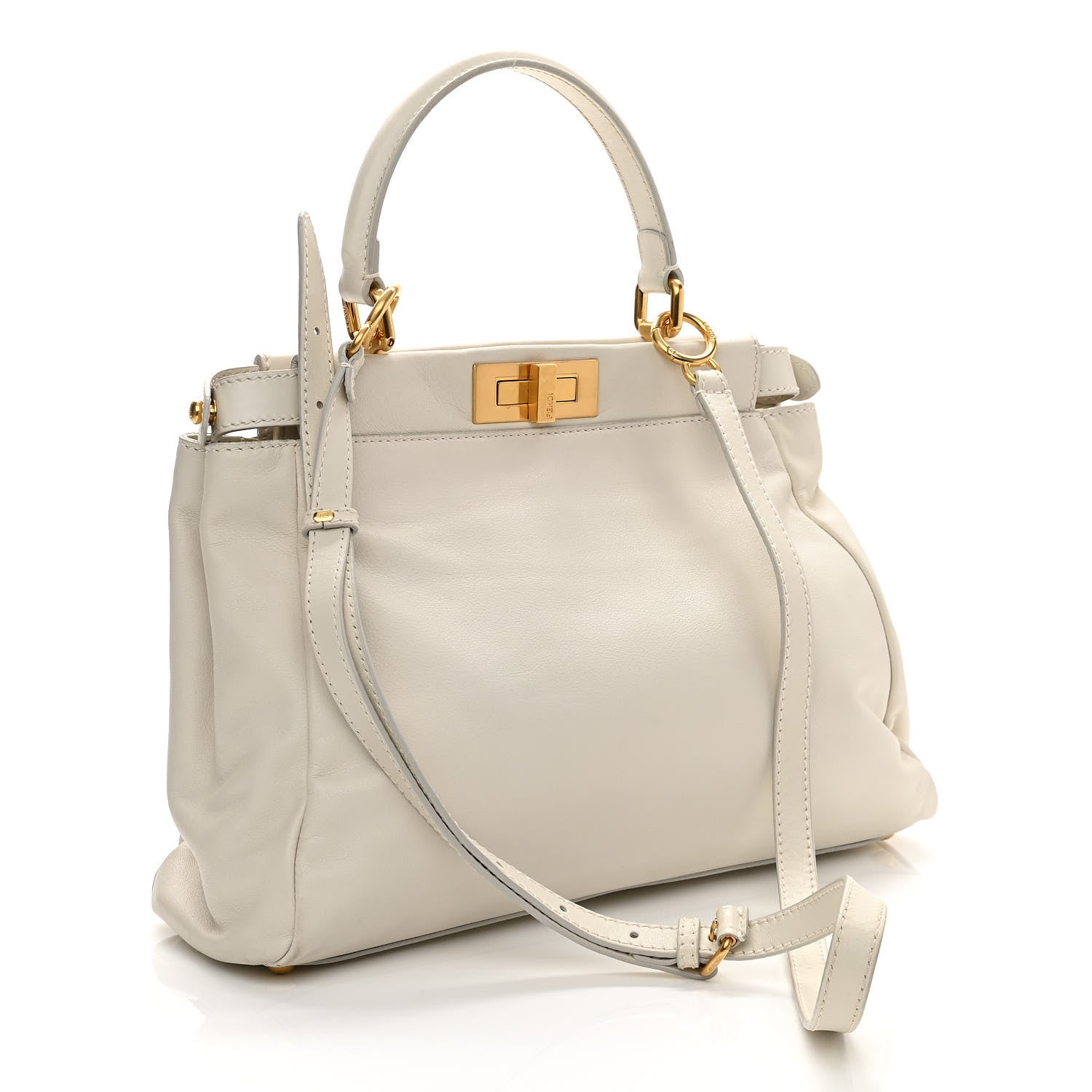 Fendi Nappa Medium Peekaboo Iconic Satchel White 3 of 13