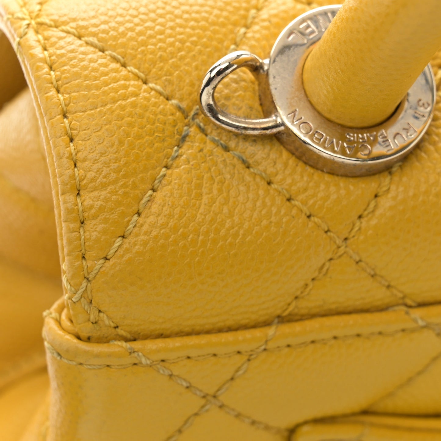Caviar Quilted Extra Mini Coco Handle Flap Yellow