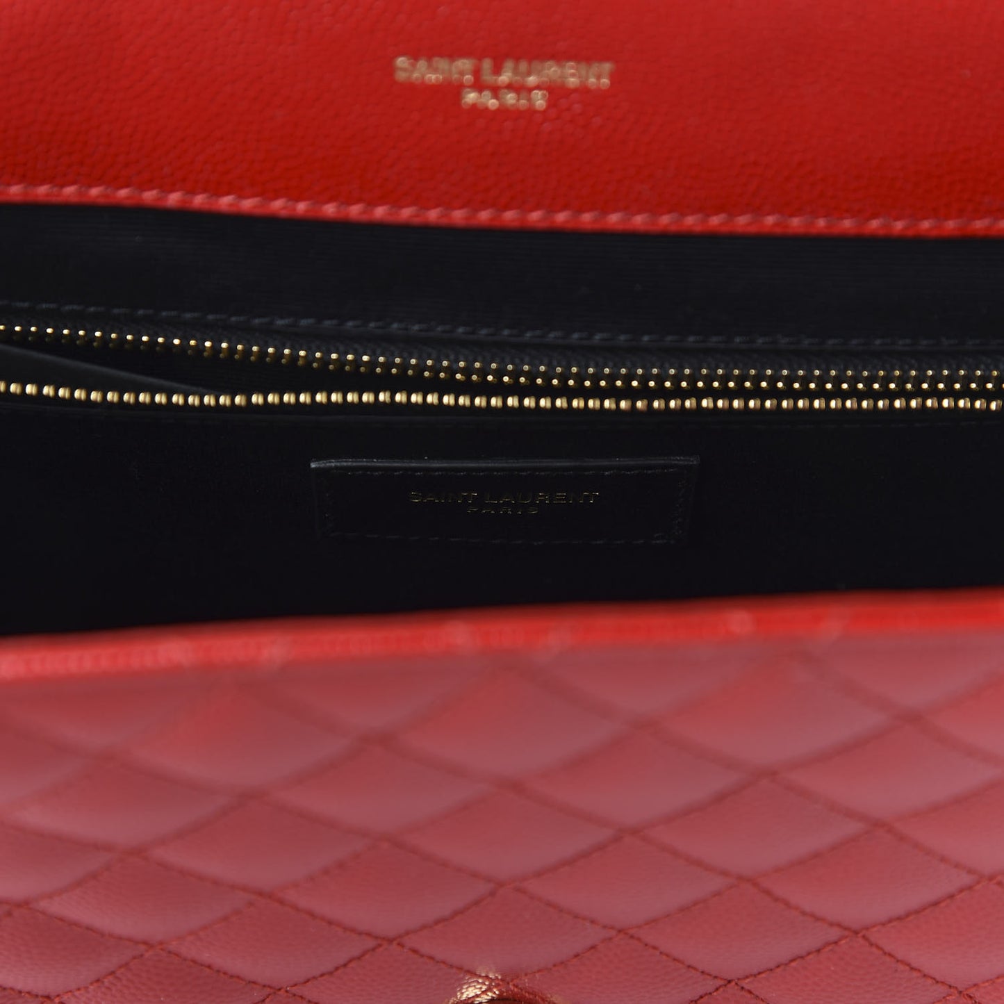 Grain De Poudre Mixed Matelasse Large Triquilt Monogram Satchel New Red