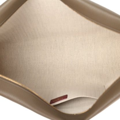 Chanel Grained Calfskin Large Zippered Pouch Dark Khaki 5 of 9