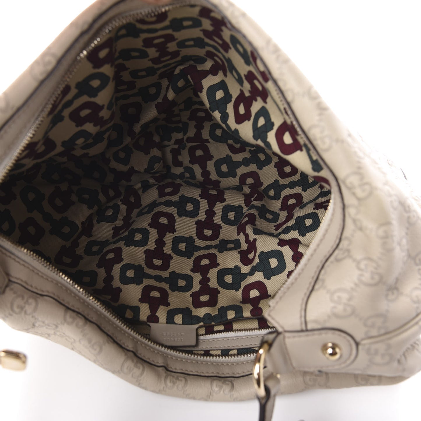 Guccissima Large Biba Studded Hobo Off White