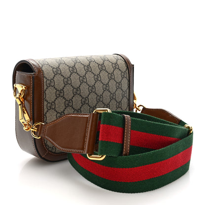 Gucci GG Supreme Monogram Web Mini Horsebit 1955 Shoulder Bag Beige Brown Sugar 3 of 11