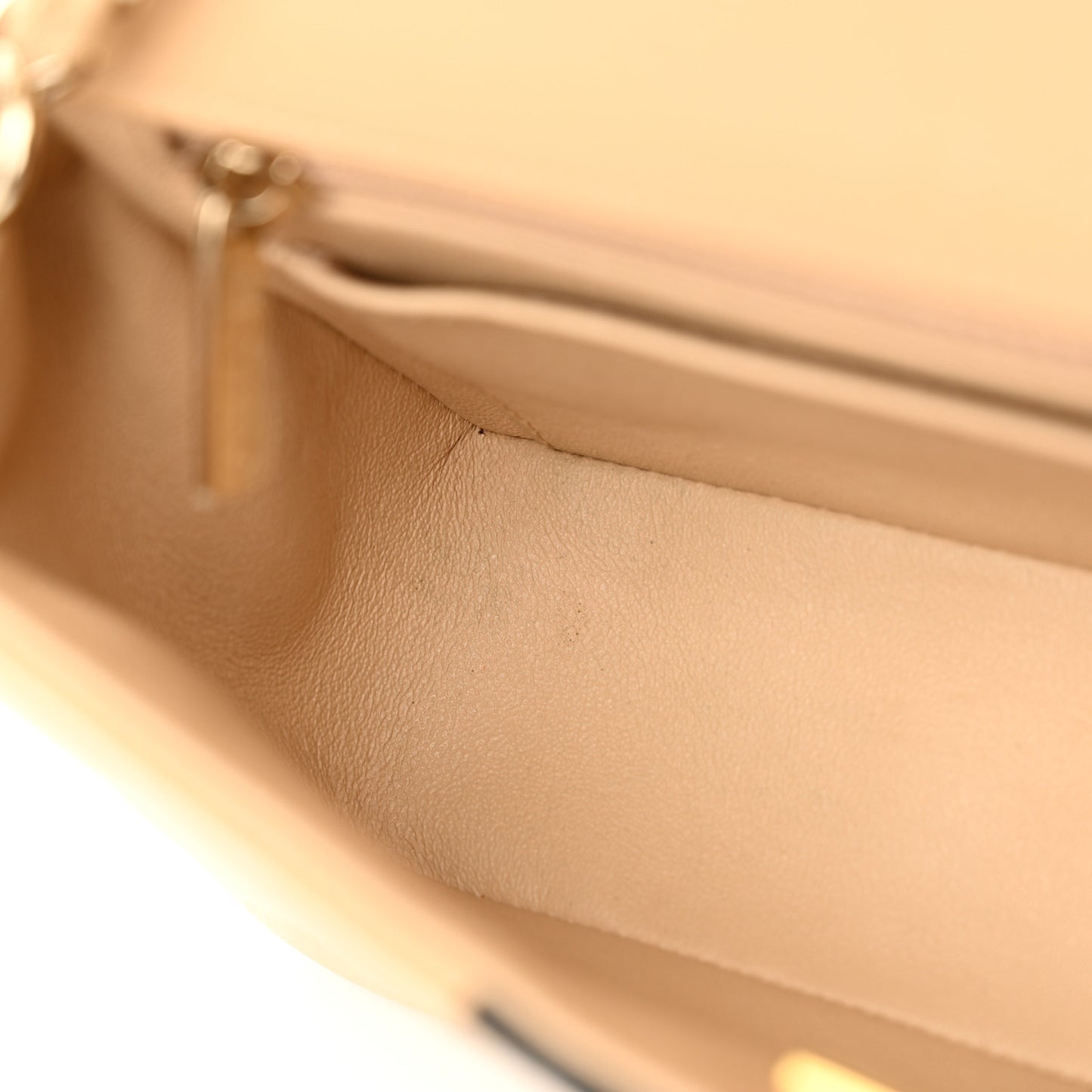 Lambskin Quilted Mini Rectangular Flap Beige Black