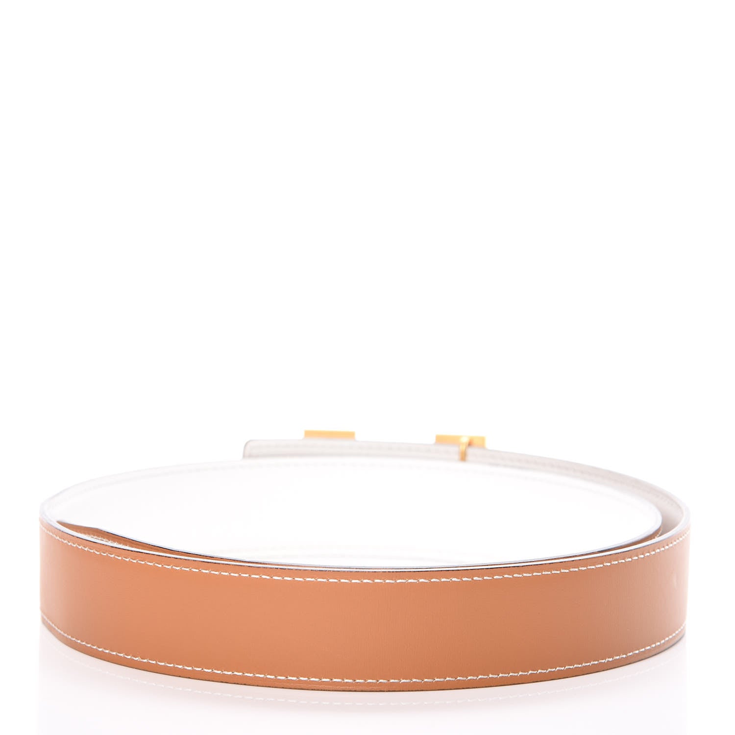 Hermes Tadelakt Epsom 32mm H Belt 85 Gold White 3 of 10