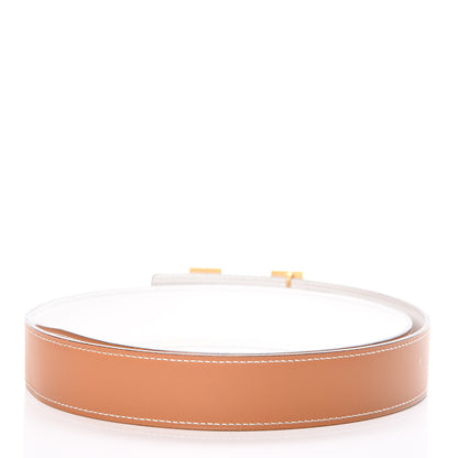 Hermes Tadelakt Epsom 32mm H Belt 85 Gold White 3 of 10