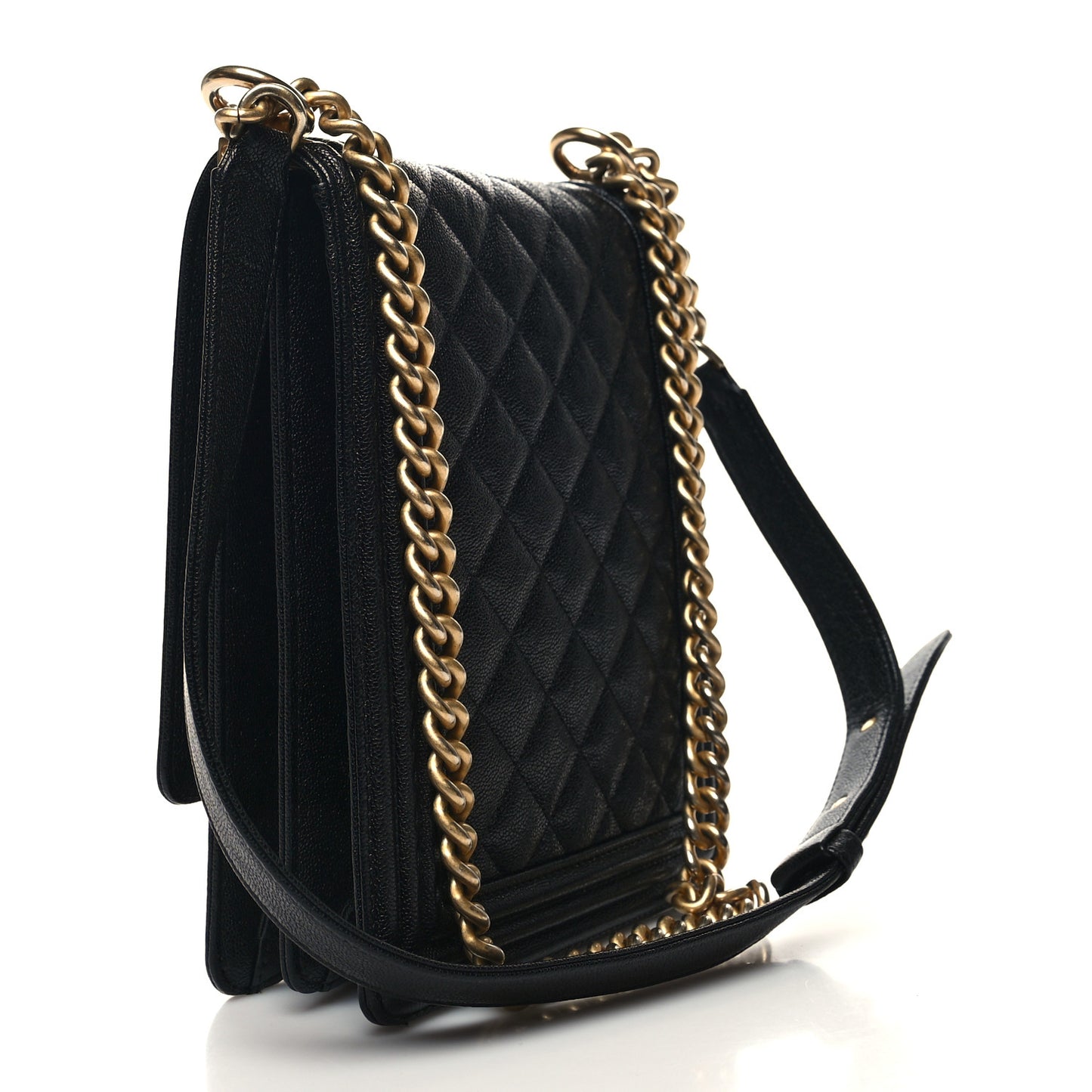 Caviar Quilted North South Boy Flap Black
