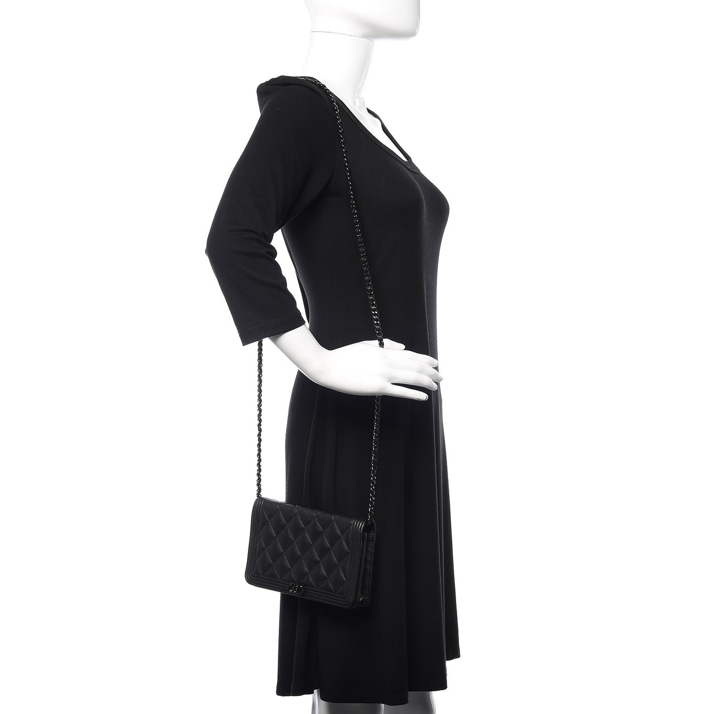 Caviar Quilted Boy Wallet On Chain WOC So Black