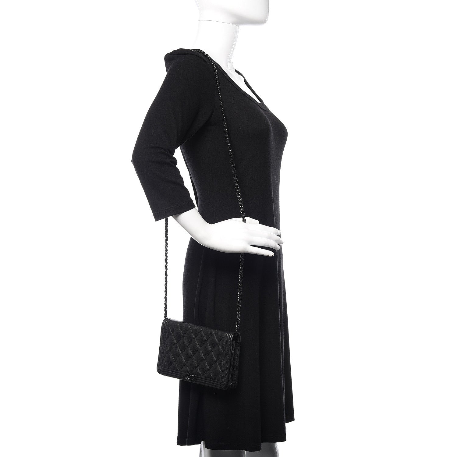 Chanel Caviar Quilted Boy Wallet On Chain WOC So Black 2 of 12