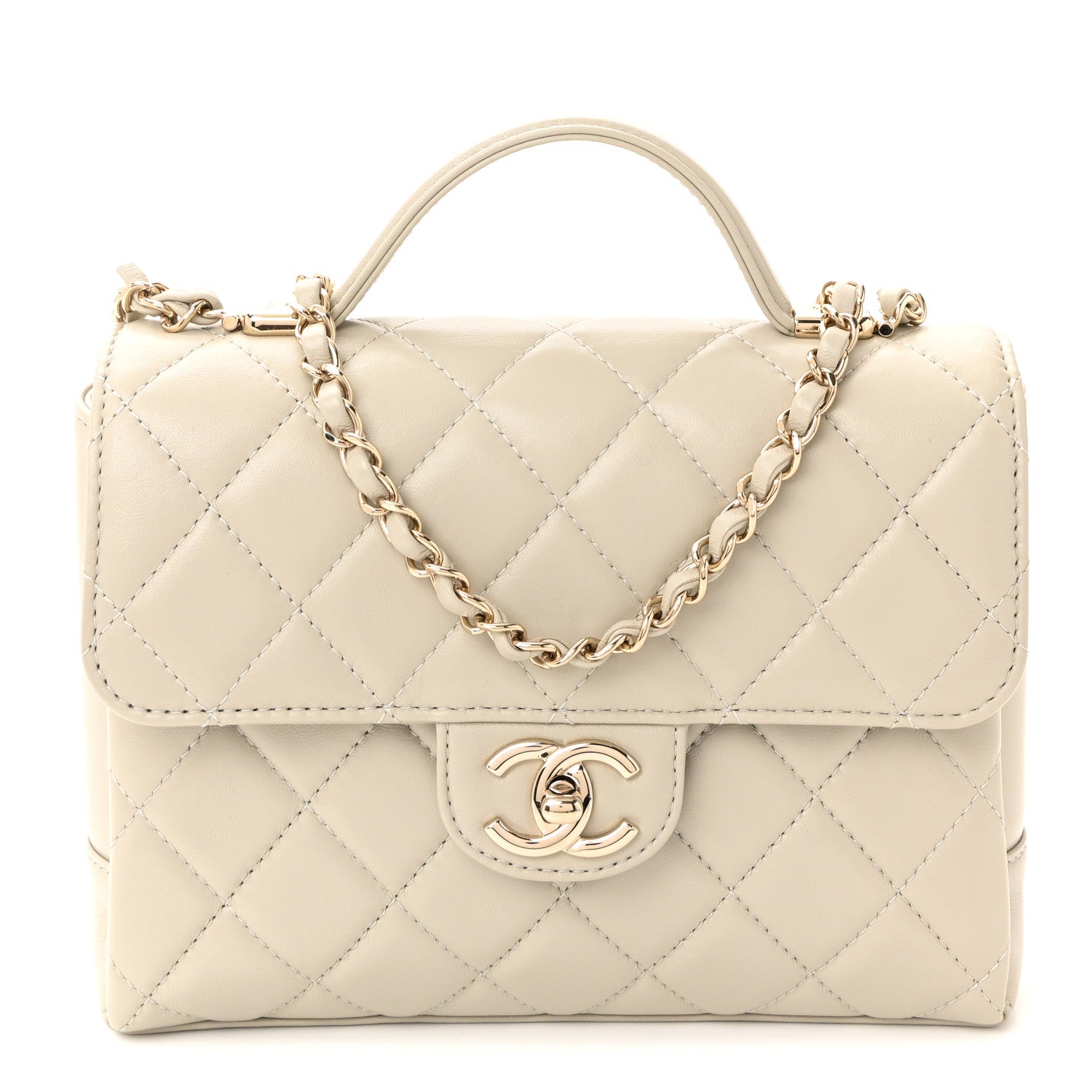 Chanel Lambskin Quilted Small Flap Top Handle Bag Grey 1 of 10