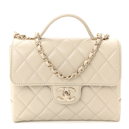 Chanel Lambskin Quilted Small Flap Top Handle Bag Grey 1 of 10