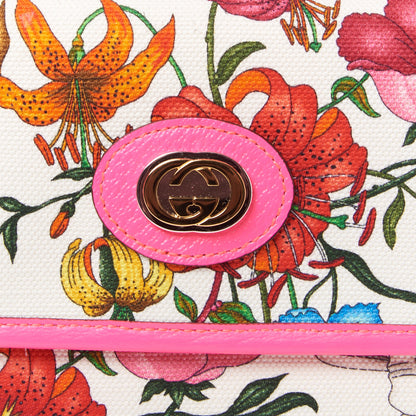 Gucci Canvas Flora Floral Shoulder Bag White Fuchsia Fluo 7 of 8