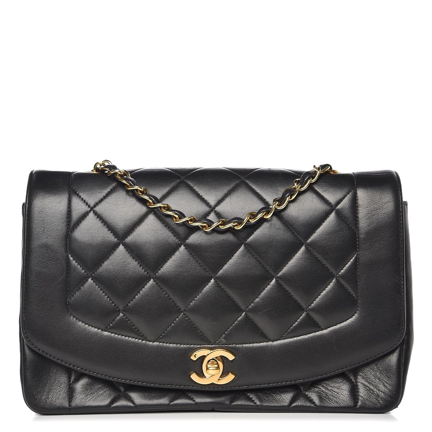 Lambskin Quilted Medium Single Flap Black