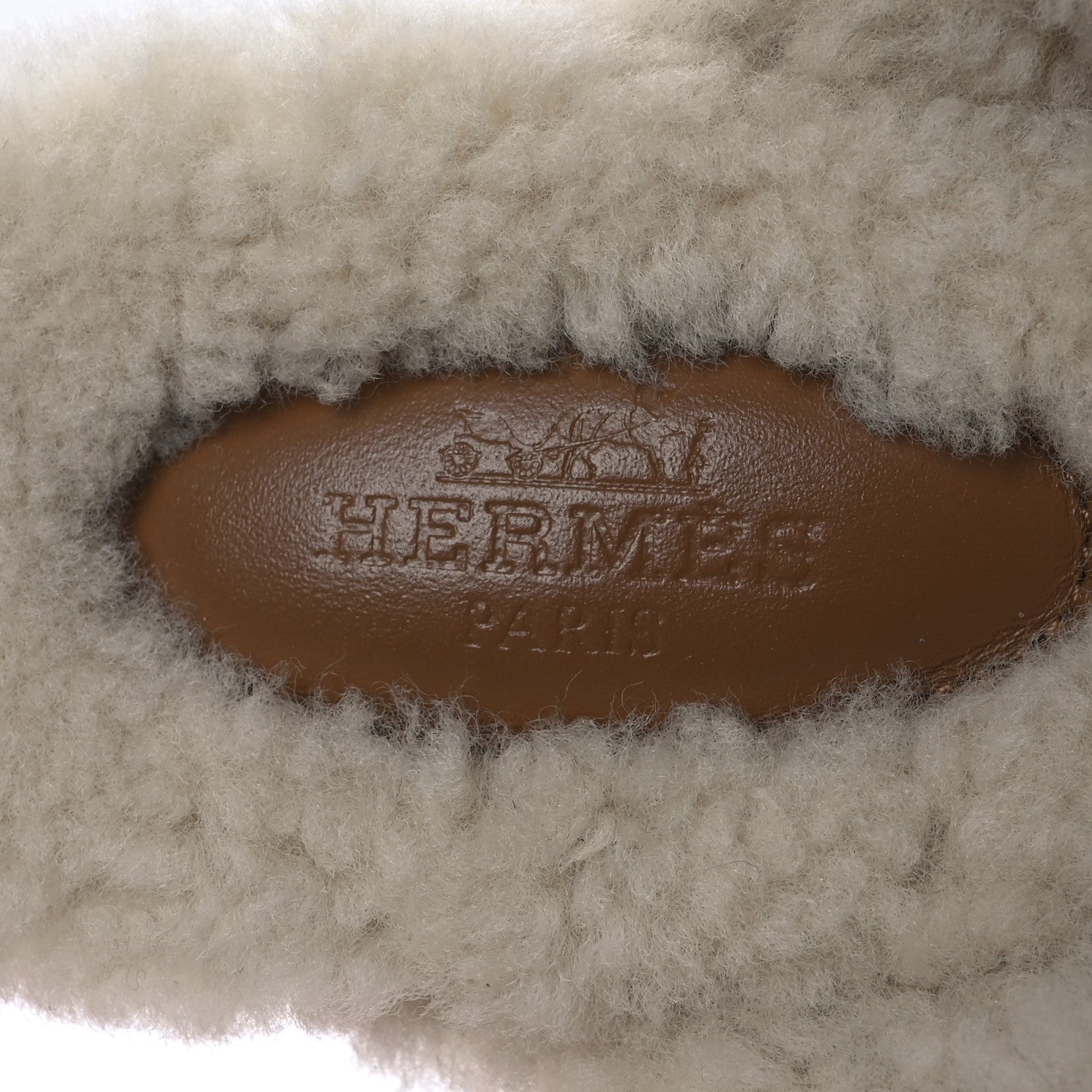 Hermes Suede Goatskin Shearling Womens Oz Mules 37 Natural Ecru 9 of 11