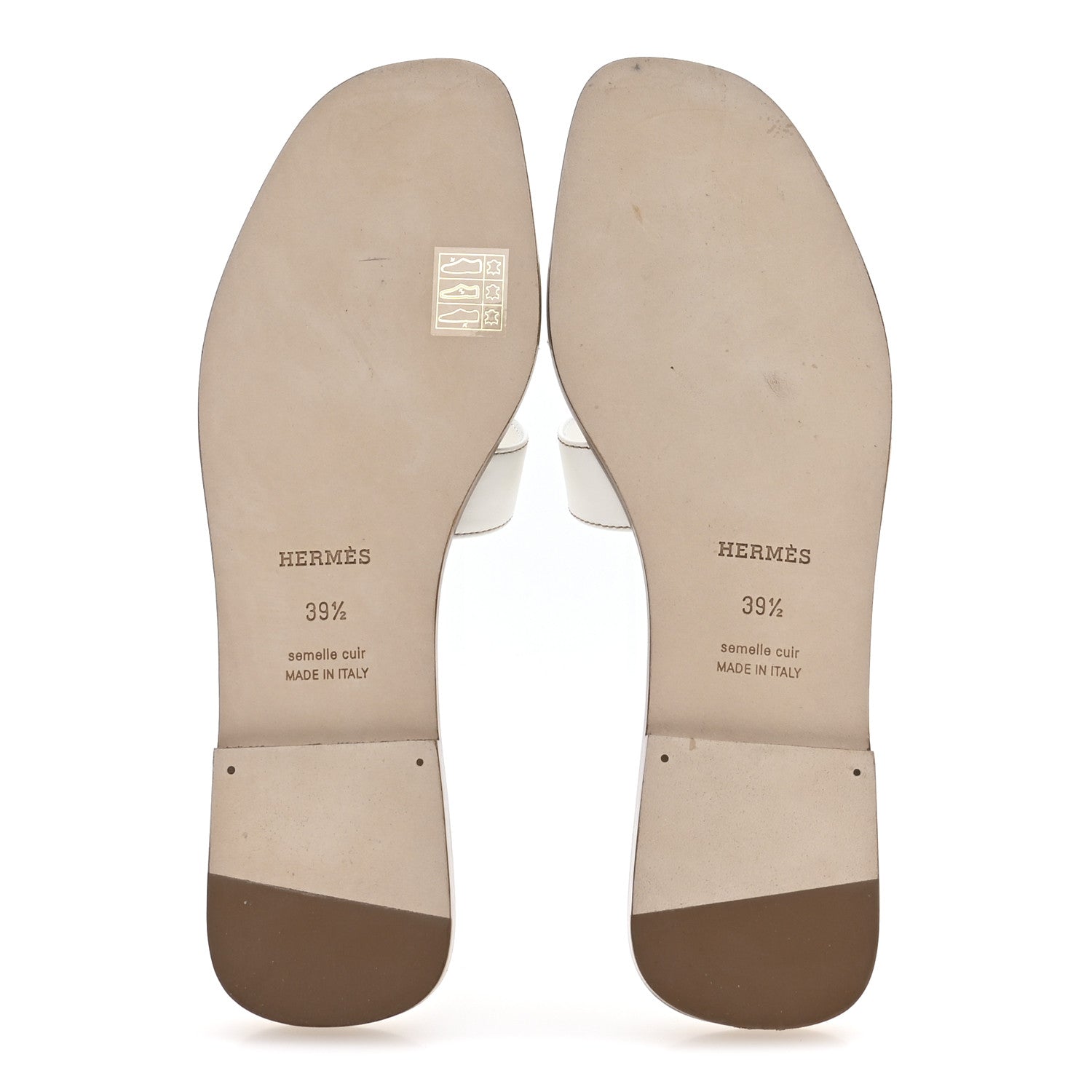 Hermes Box Calfskin Oran Sandals 39.5 White 6 of 8