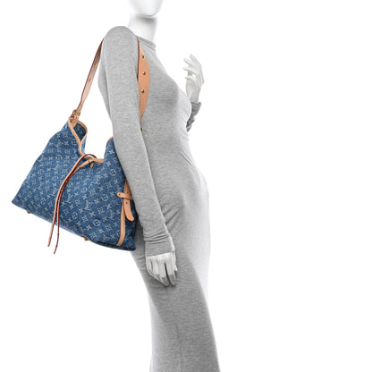 Louis Vuitton Monogram Denim CarryAll MM Blue 2 of 12