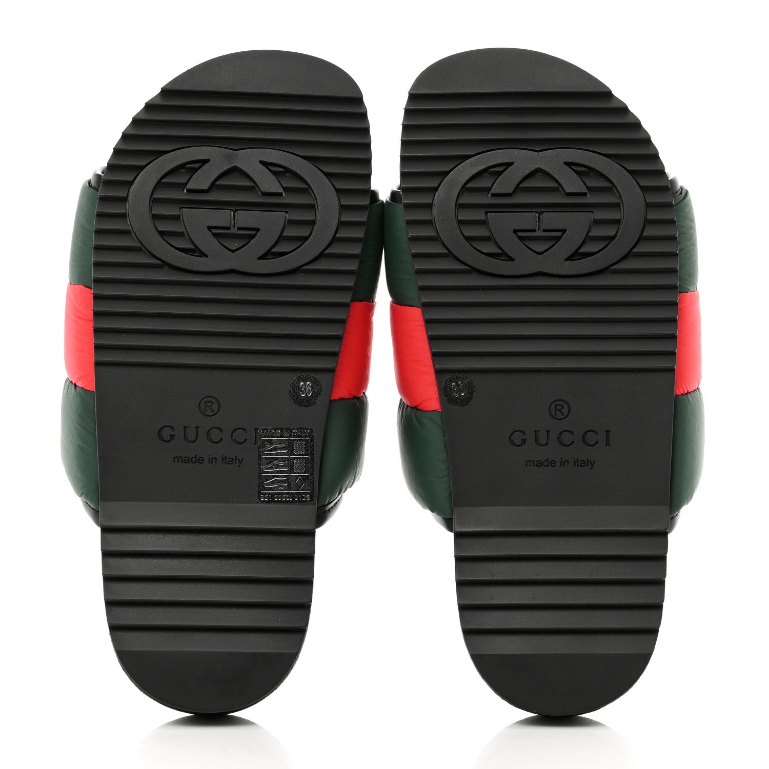 Gucci Nylon Web Womens Slide Sandals 36 Black Green Red 5 of 7