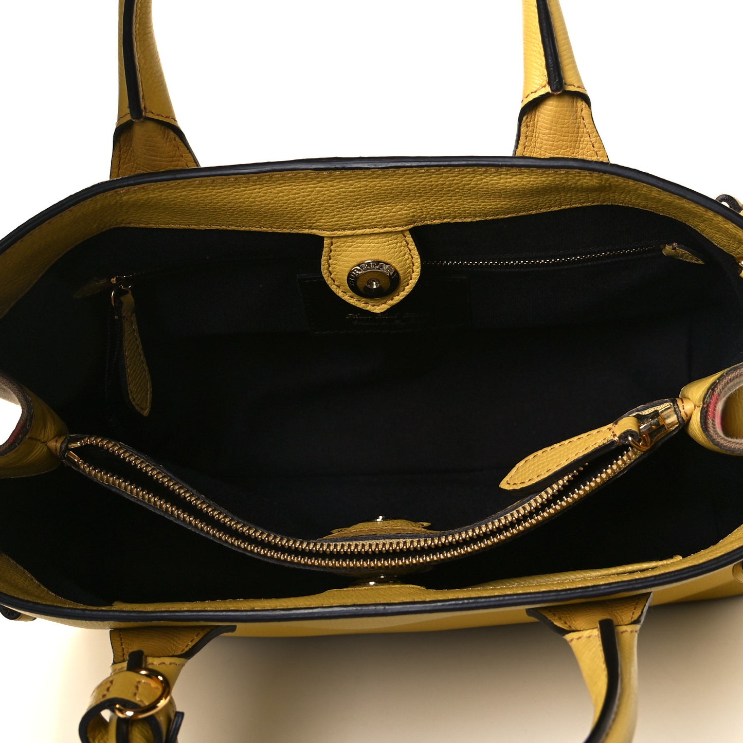 Grainy Calfskin House Check Medium Banner Tote Yellow