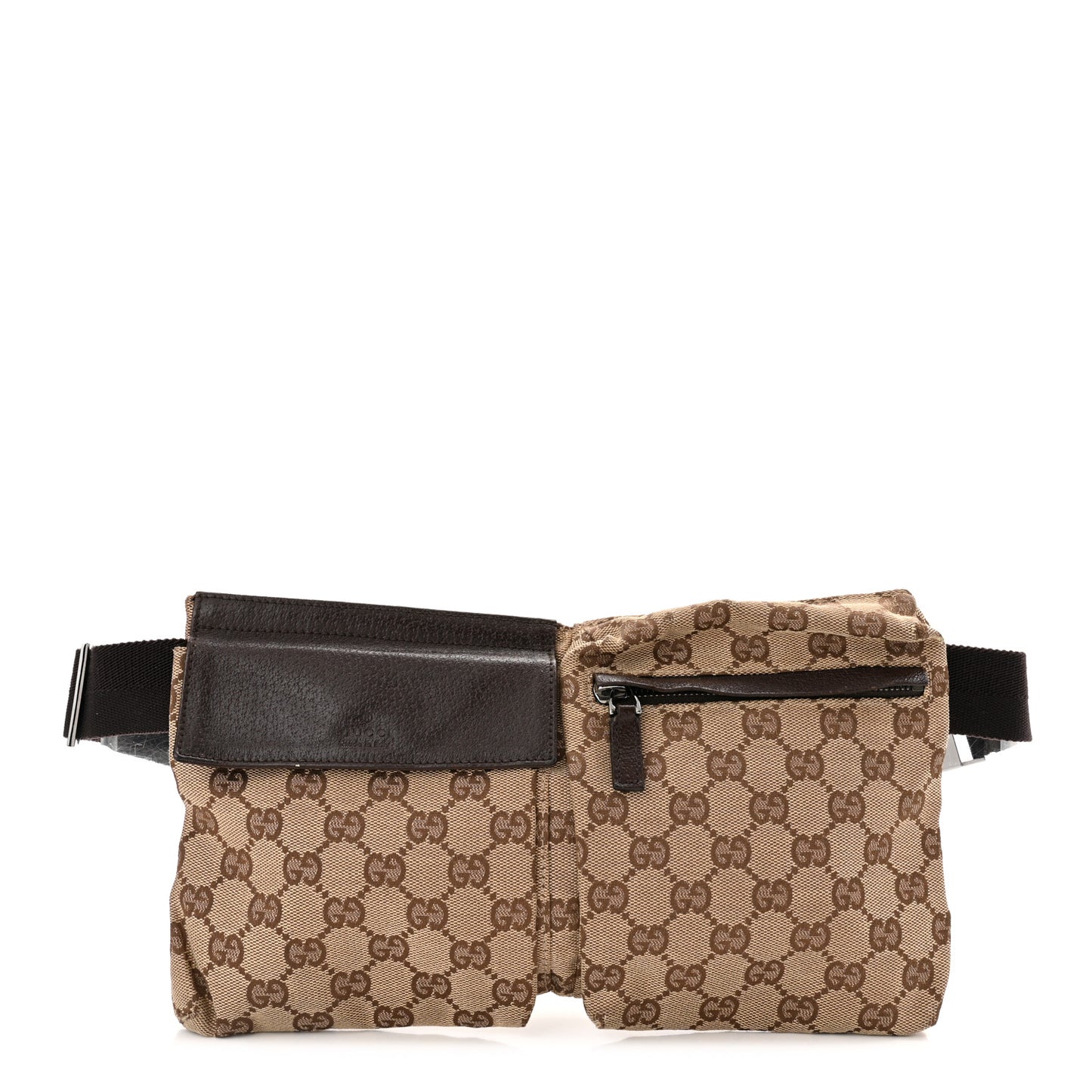 Monogram Double Pocket Belt Bag Dark Brown