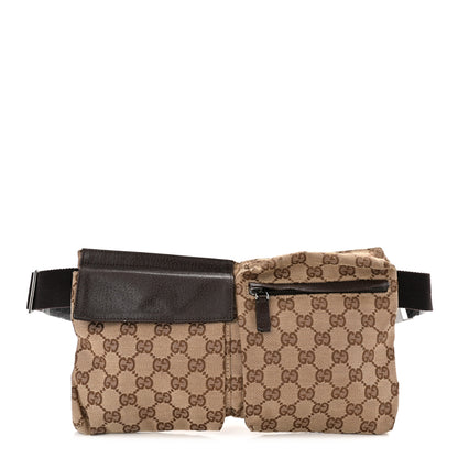Gucci Monogram Double Pocket Belt Bag Dark Brown 1 of 9