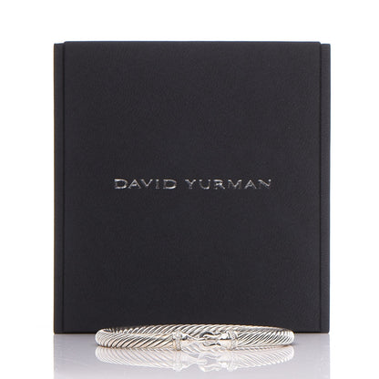 David Yurman Sterling Silver Diamond 5mm Cable Buckle Bracelet 7 of 7