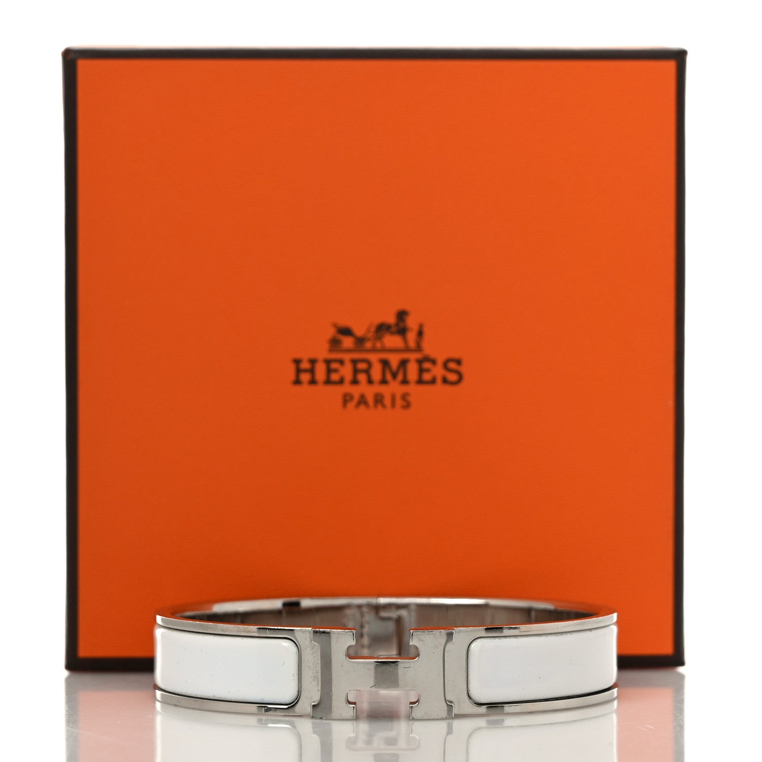 Hermes Enamel Narrow Clic Clac H Bracelet GM White 5 of 5