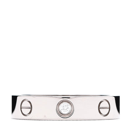 Cartier 18K White Gold Diamond 4mm LOVE Wedding Band Ring 50 5.25 1 of 3