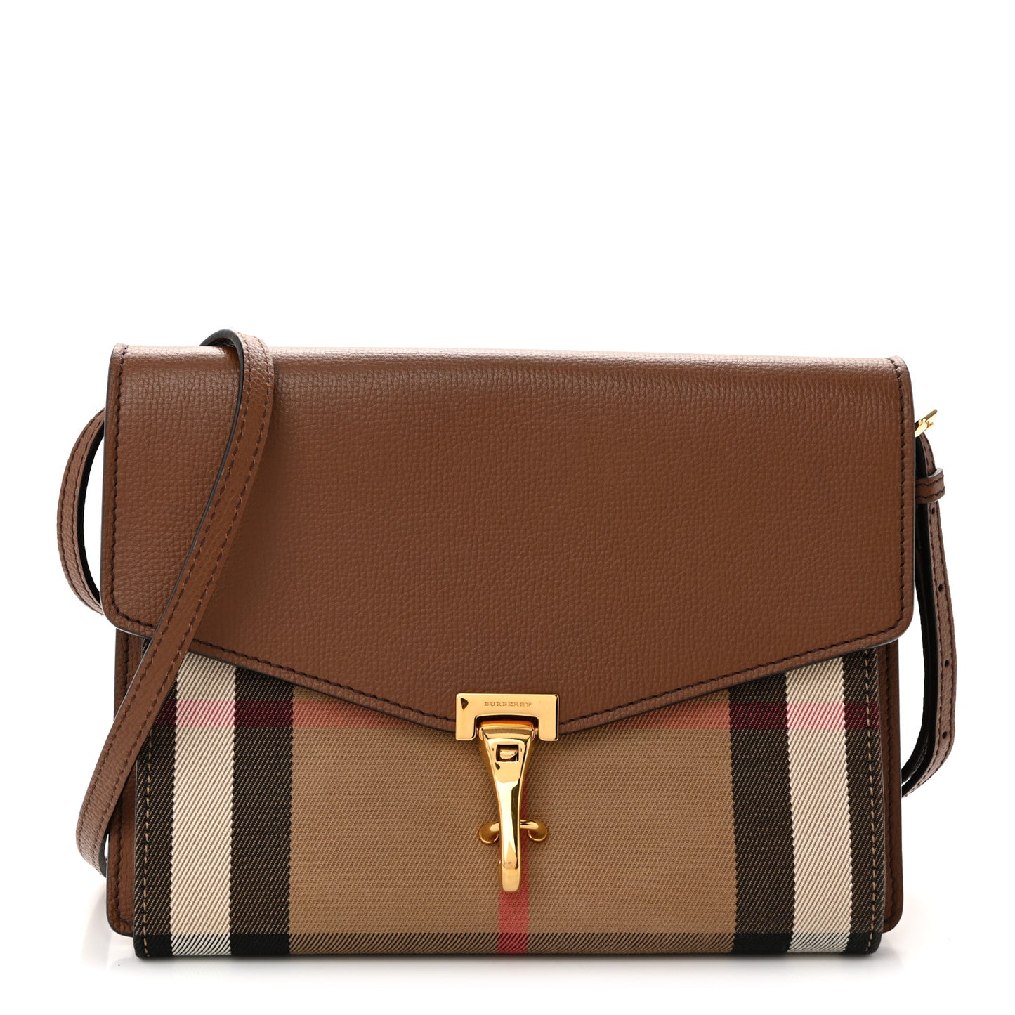 Derby Calfskin House Check Small Macken Crossbody Bag Tan