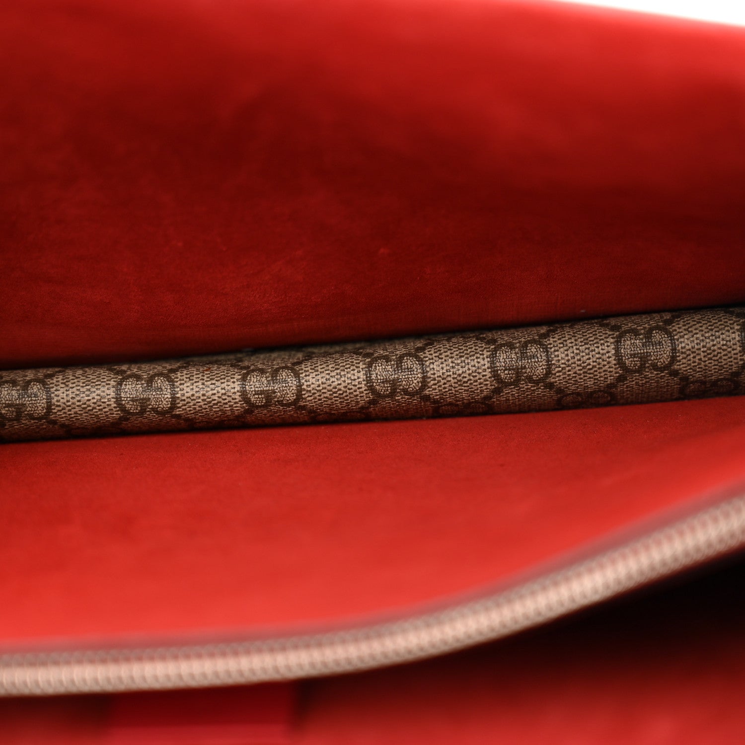 Gucci GG Supreme Monogram Suede Cudu Medium Dionysus Shoulder Bag Beige Ebony Vulcanic Red 5 of 16