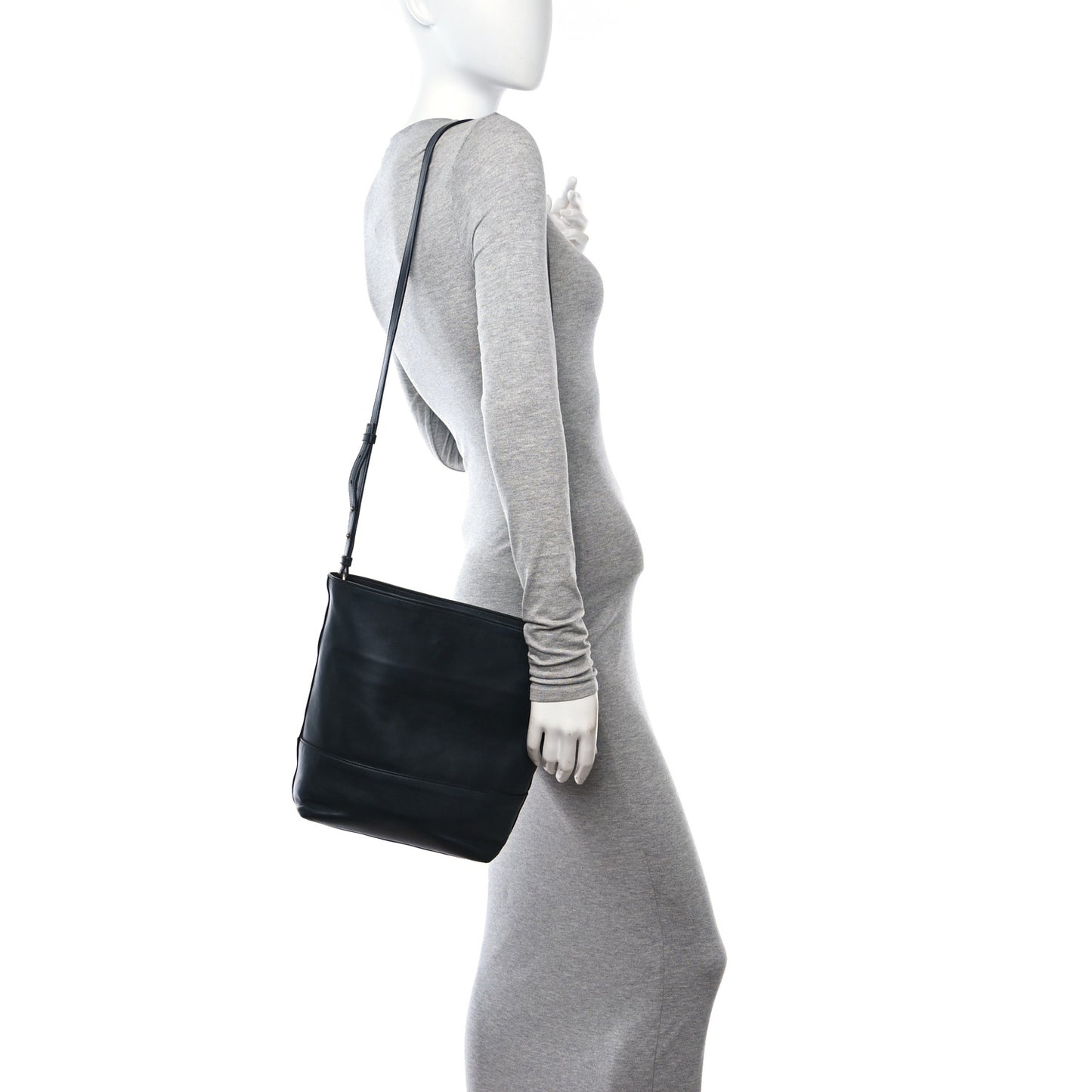 Smooth Matte Calfskin Bucket Bag Black