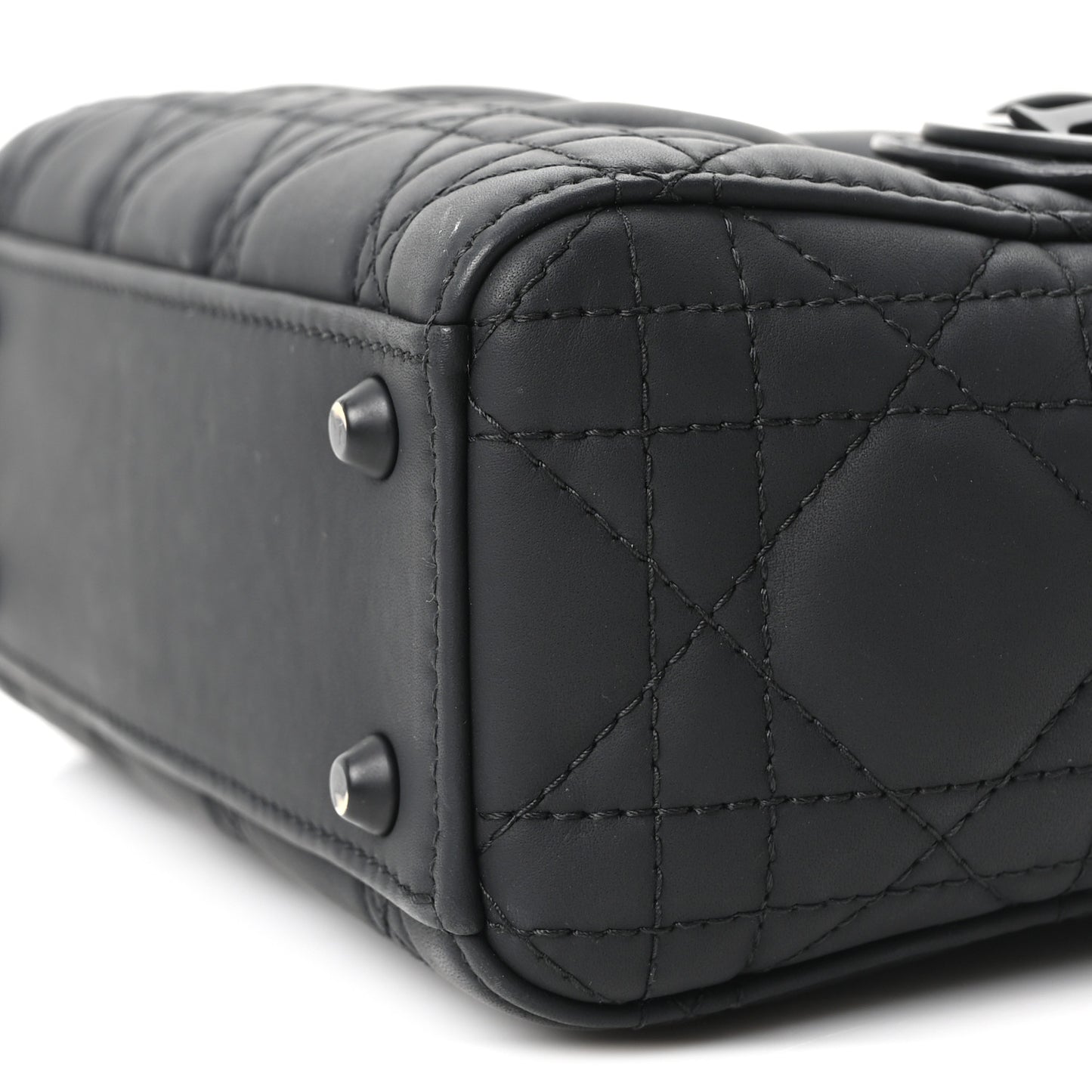 Ultra Matte Calfskin Cannage Mini Lady Dior Black