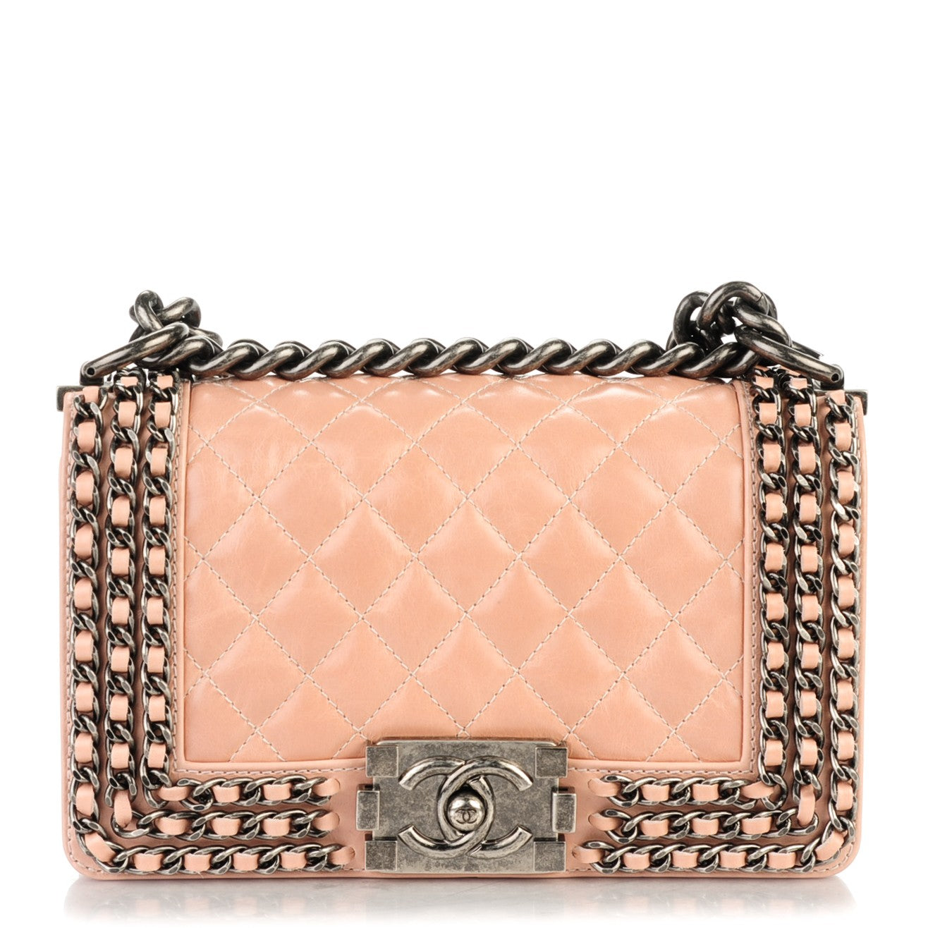 Chanel Glazed Calfskin Small Boy Chained Flap Pink 1 of 7