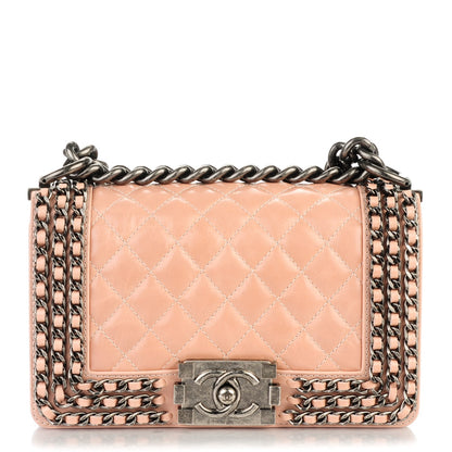 Chanel Glazed Calfskin Small Boy Chained Flap Pink 1 of 7