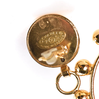 Chanel CC Large Drop Clip On Earrings Gold 4 of 4