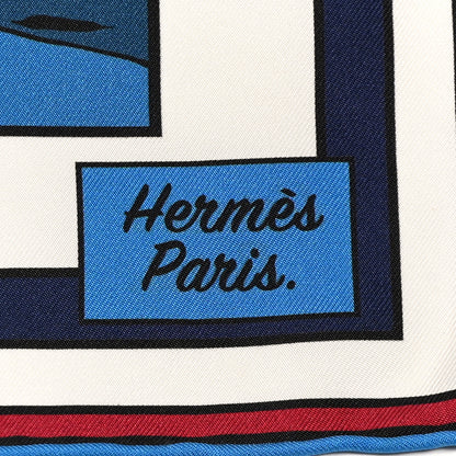 Hermes Silk Carre Wow Double Face Scarf 90 Bleu Vert Bleu Dur 3 of 6