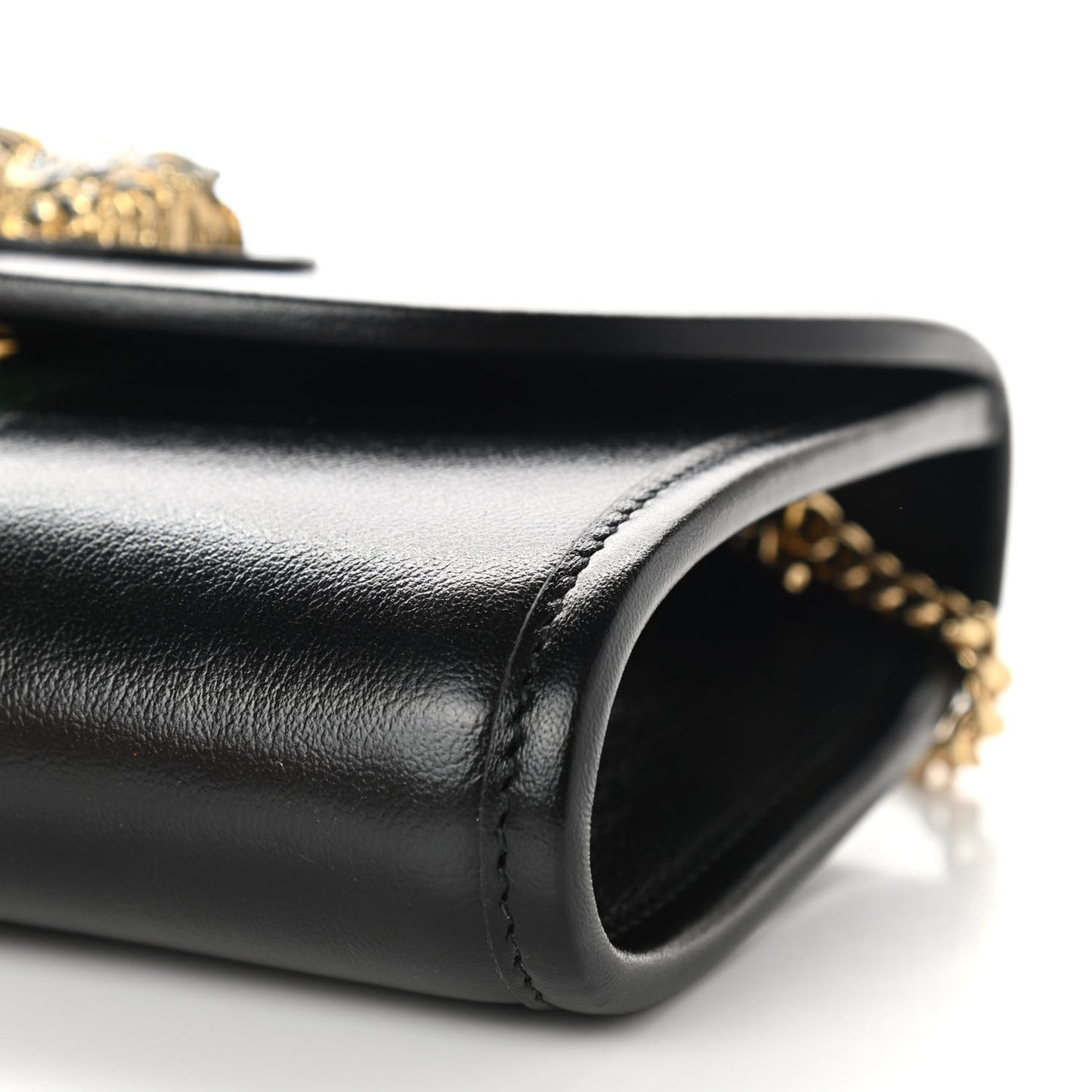 Textured Calfskin Web Mini Rajah Slim Flap Shoulder Bag Black