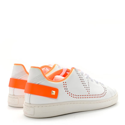 Valentino Garavani Calfskin Womens Backnet Sneakers 37 White Orange Fluo 4 of 12