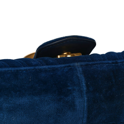 Gucci Velvet Matelasse Medium GG Marmont Shoulder Bag Cobalt Blue 19 of 24