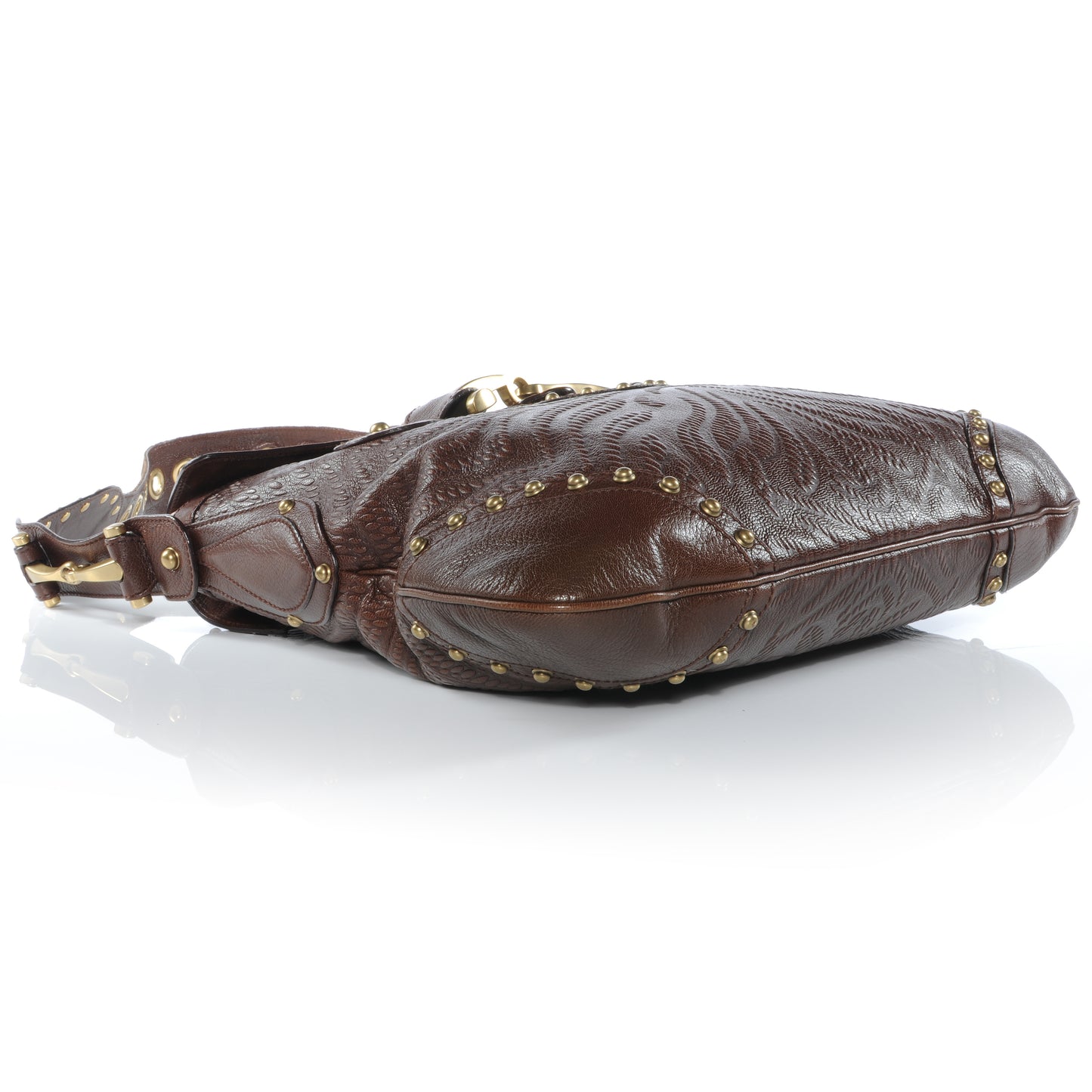 Leather Studded and Tooled Pelham Brown