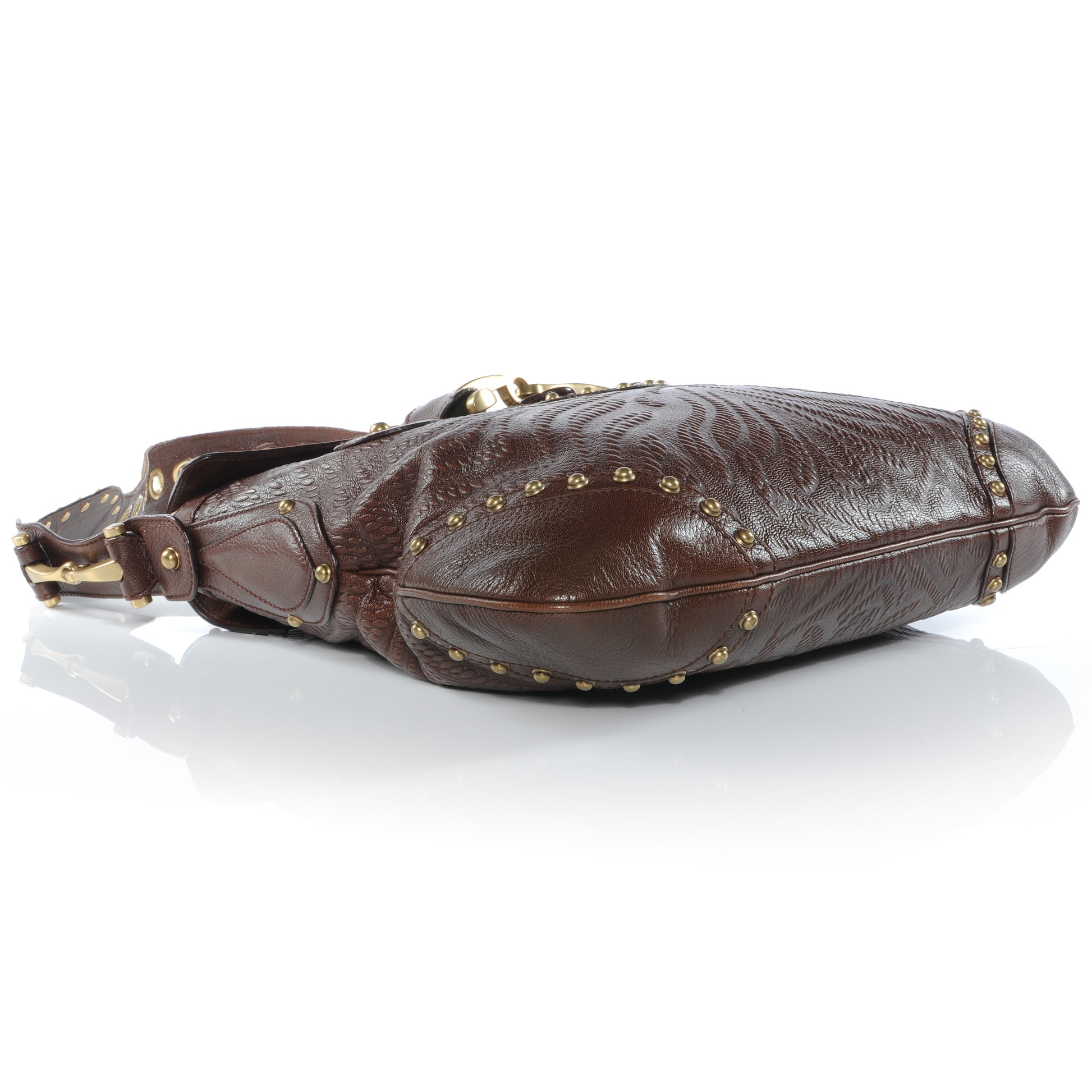 Gucci Leather Studded and Tooled Pelham Brown 4 of 7