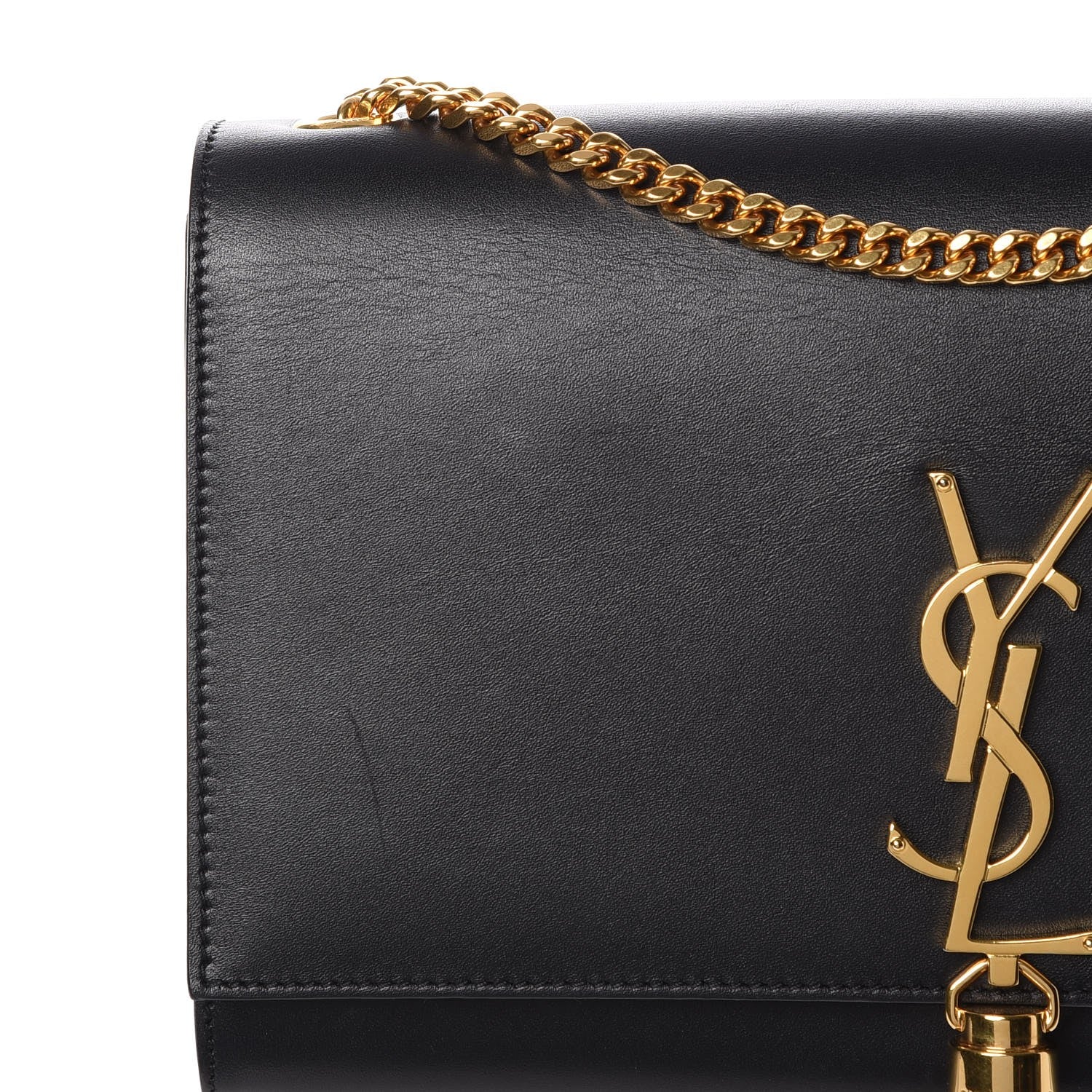 Saint Laurent Smooth Calfskin Medium Classic Monogram Kate Tassel Satchel Black 9 of 9