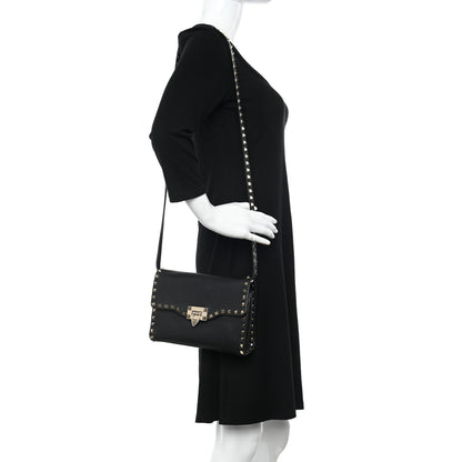 Valentino Garavani Pebbled Calfskin Medium Rockstud Flip Lock Crossbody Bag Black 2 of 13