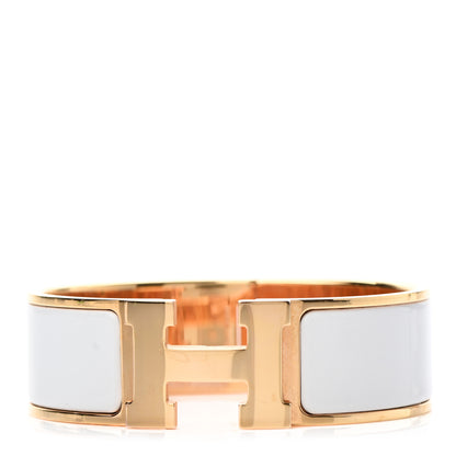 Hermes Enamel Wide Clic Clac H Bracelet GM White 1 of 5