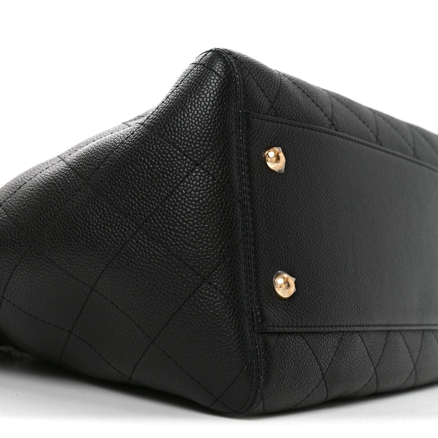 Caviar Quilted Shopping Tote Black