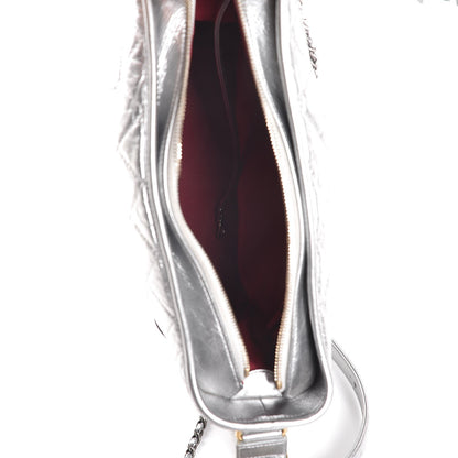 Chanel Metallic Lambskin Calfskin Quilted Medium Gabrielle Hobo Silver 6 of 8