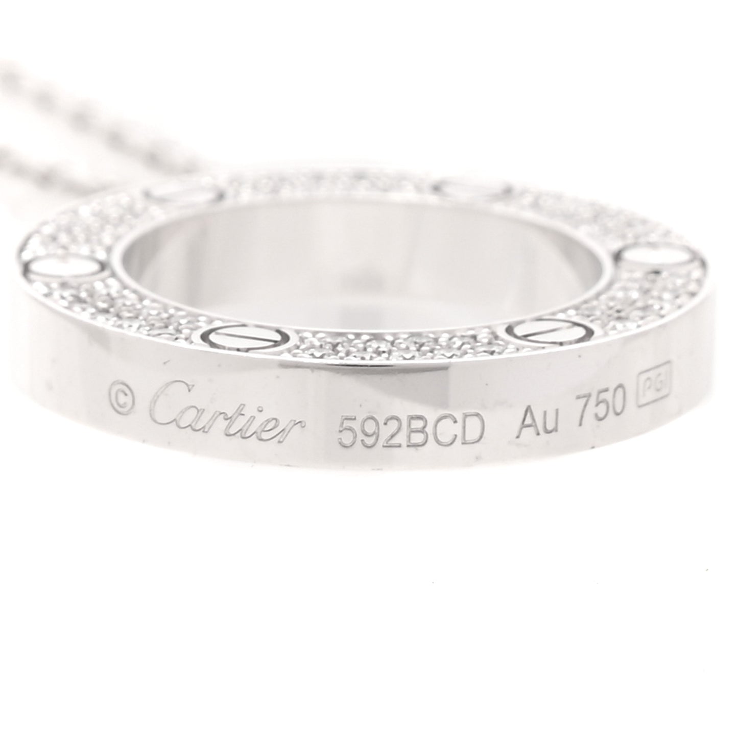 18K White Gold Diamond LOVE Paved Necklace