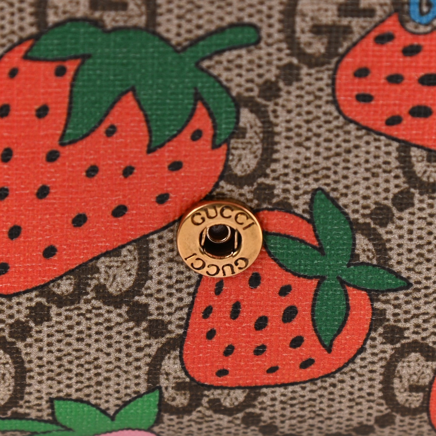 Gucci GG Supreme Monogram Strawberry Flap Wallet Light Pink 7 of 9