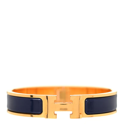 Hermes Narrow Enamel Clic Clac H Bracelet PM Indigo 1 of 3