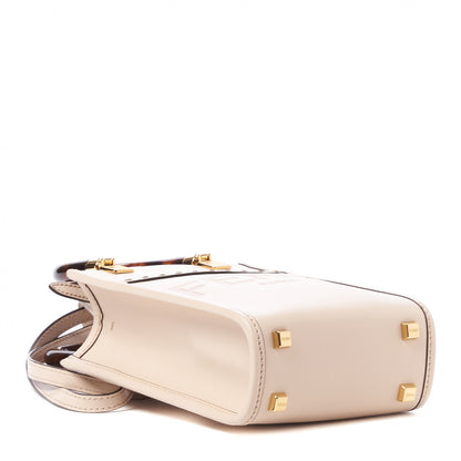 Fendi Vitello King Plexiglass Logo Embossed Mini Fendi Sunshine Shopper Tote Poudre 4 of 9