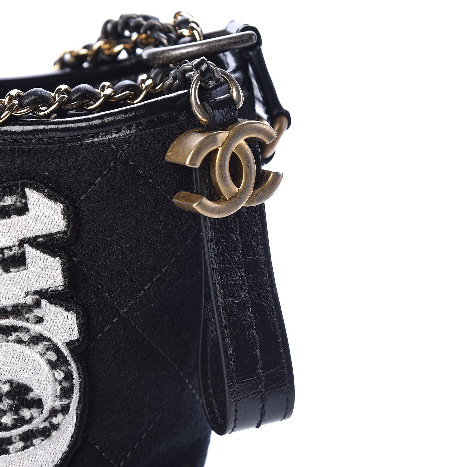 Chanel Felt Calfskin Quilted Medium Gabrielle Hobo Black 9 of 10