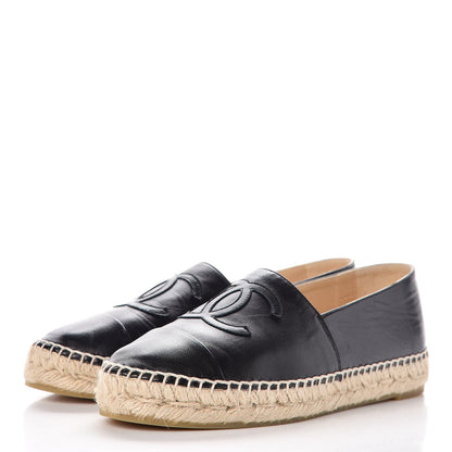 Chanel Lambskin CC Espadrilles 37 Black 3 of 10